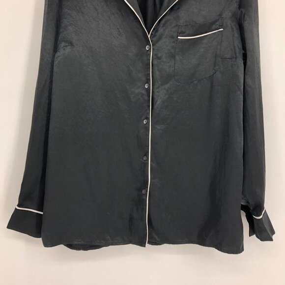 Aritzia Babaton Black Satin Venturi Button up Long Sleeve Blouse M - Picture 6 of 16